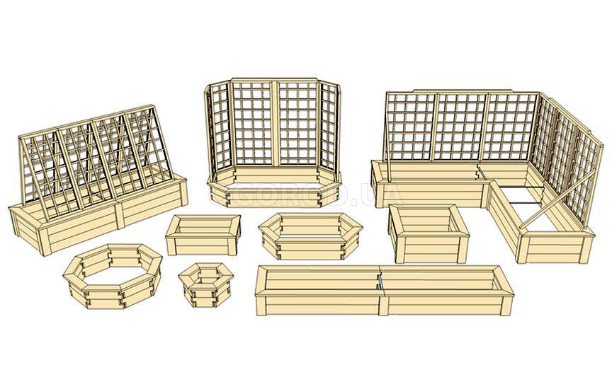 Формы грядок с перголами