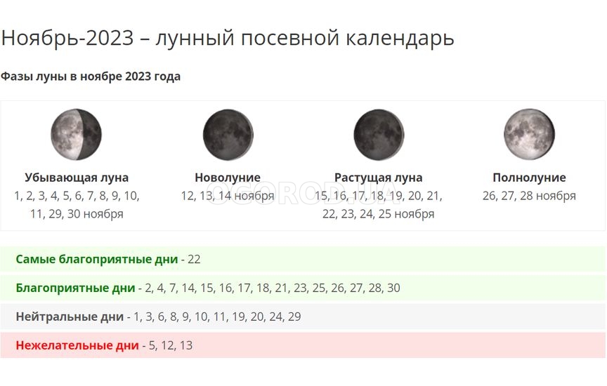 Лунный календарь ОГОРОДника 2023