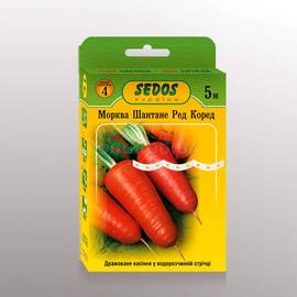 Семена моркови «Шантане Рэд Корэд» на водорастворимой ленте, ТМ SEDOS - 5 м (170 семян)