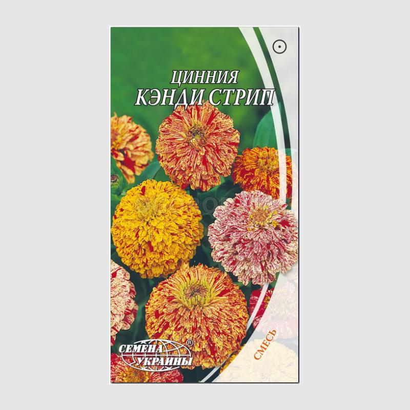 Кликните для увеличения изображения Семена циннии «Кэнди стрип», ТМ «СЕМЕНА УКРАИНЫ» – 0,5 грамма