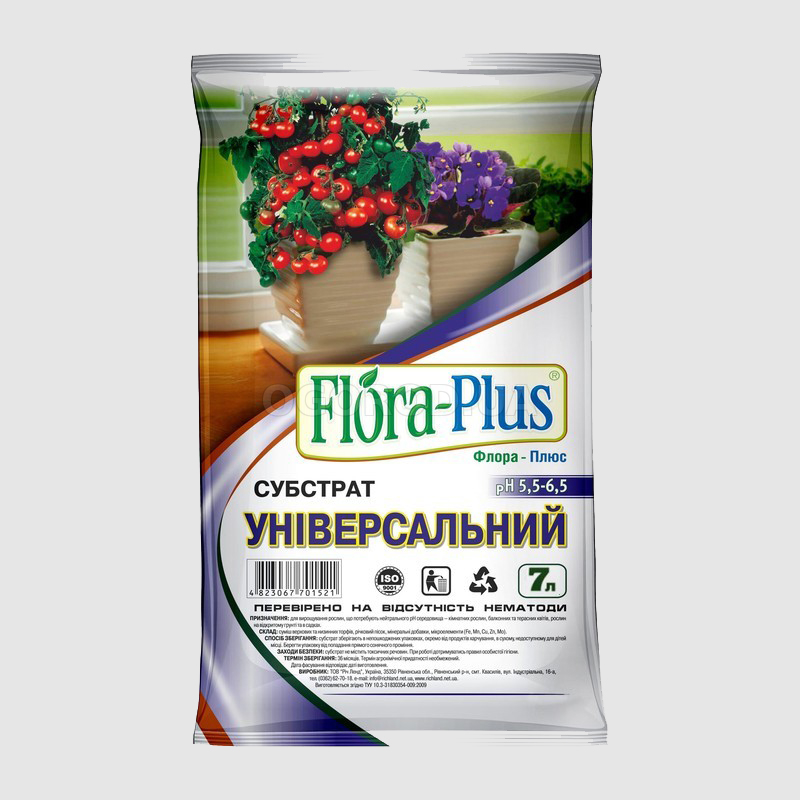 Субстрат универсальный «Flora Plus» (Флора Плюс), пр-во Украина - 7 л ...