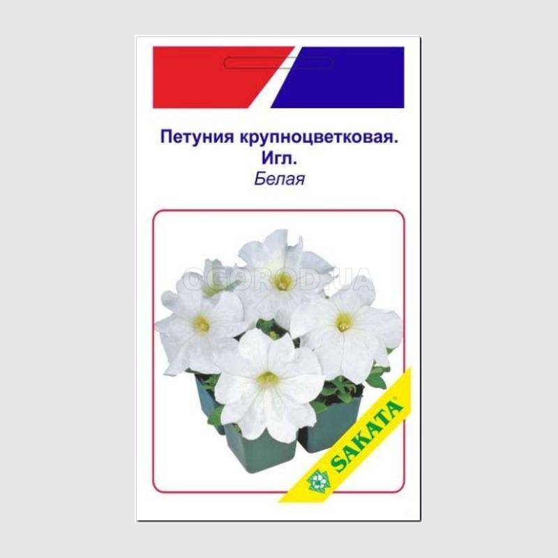 Кликните для увеличения изображения Семена петунии крупноцветковой «Игл», белой / Petunia grandiflora «Eagle» F1, ТМ SAKATA - 20 драже