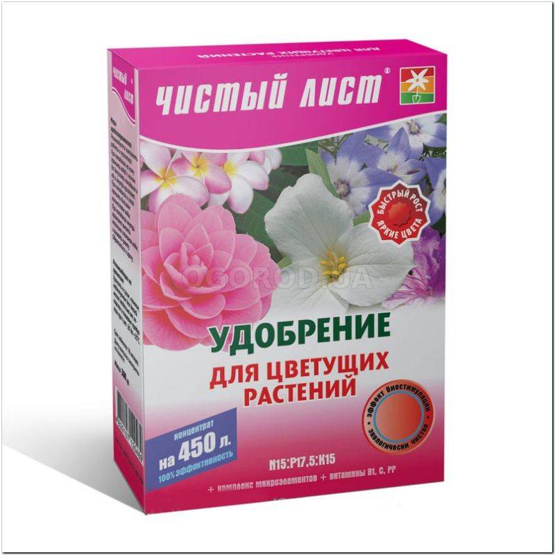 Кликните для увеличения изображения Удобрение для цветущих растений, ТМ «Чистый Лист» - 300 грамм